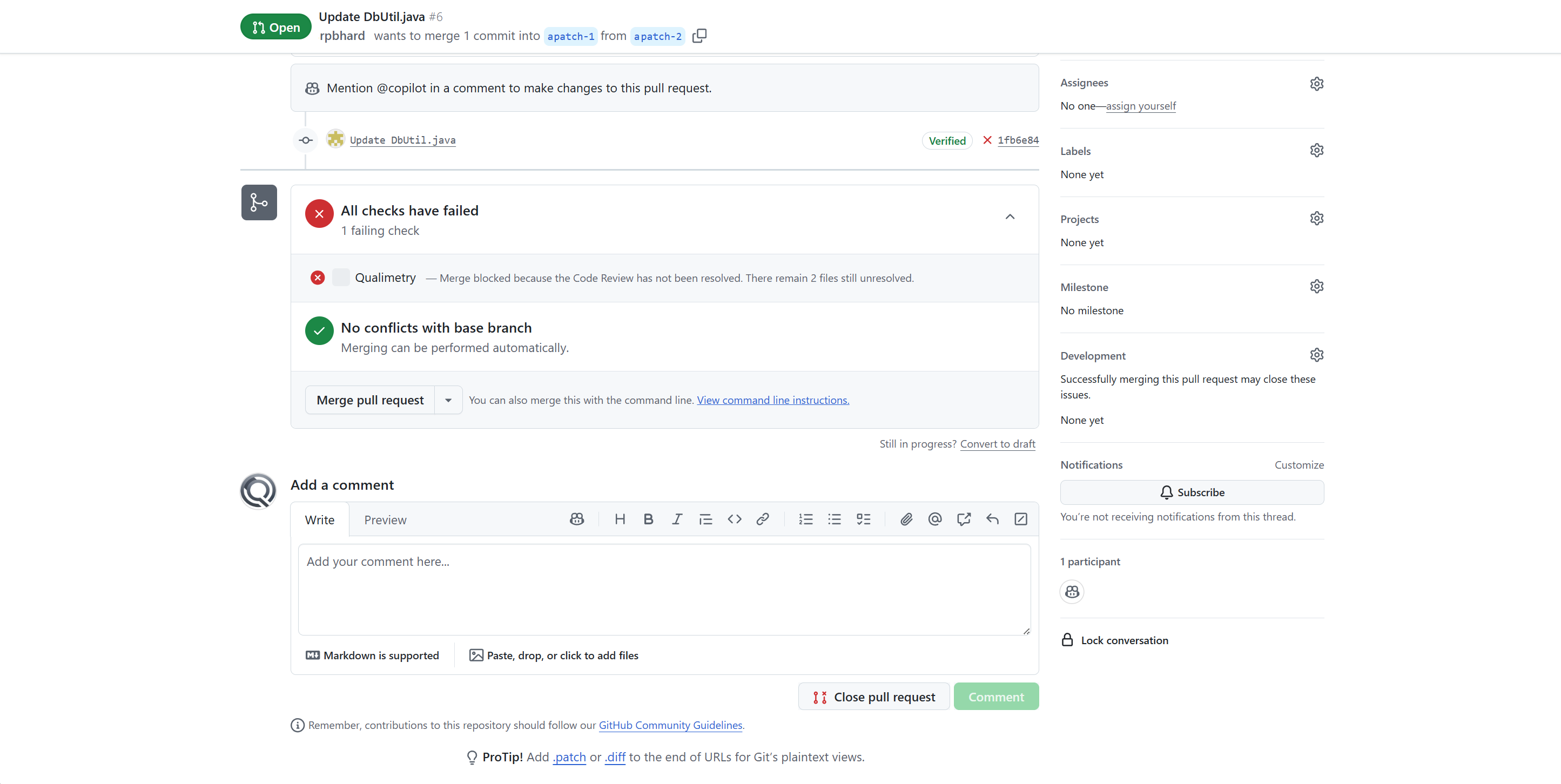 Prevent non-compliant code from being merged to your main branches and releases until human reviewers approve.